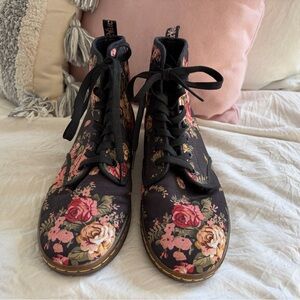 Dr. Martens Women's Black Floral Lace-Up Boots